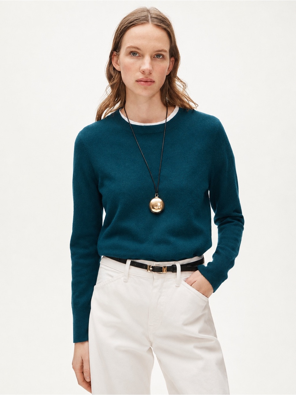NWT J.Crew Cashmere 100% Classic-Fit Crewneck Sweater Hunter Teal M